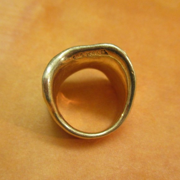 Modernist STERLING SILVER Swirl Statement Ring~Hammered 925 Israel UNISEX Ring - Picture 11 of 13